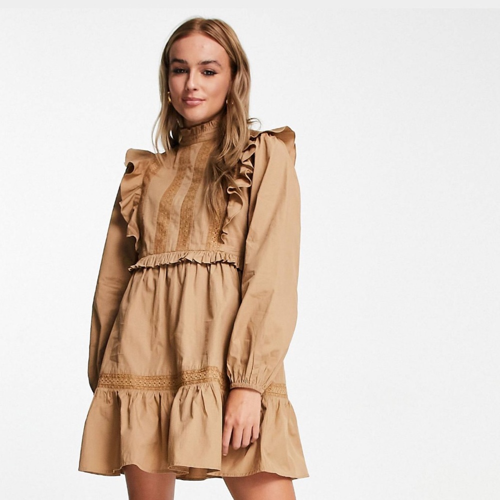 Asos High Neck Ruffled Dress